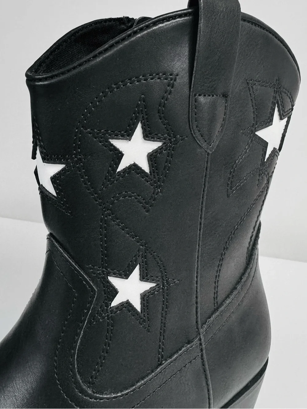 Wonder Nation Star Western Cowgirl Boots Black White Big Girl Size 4 NWT